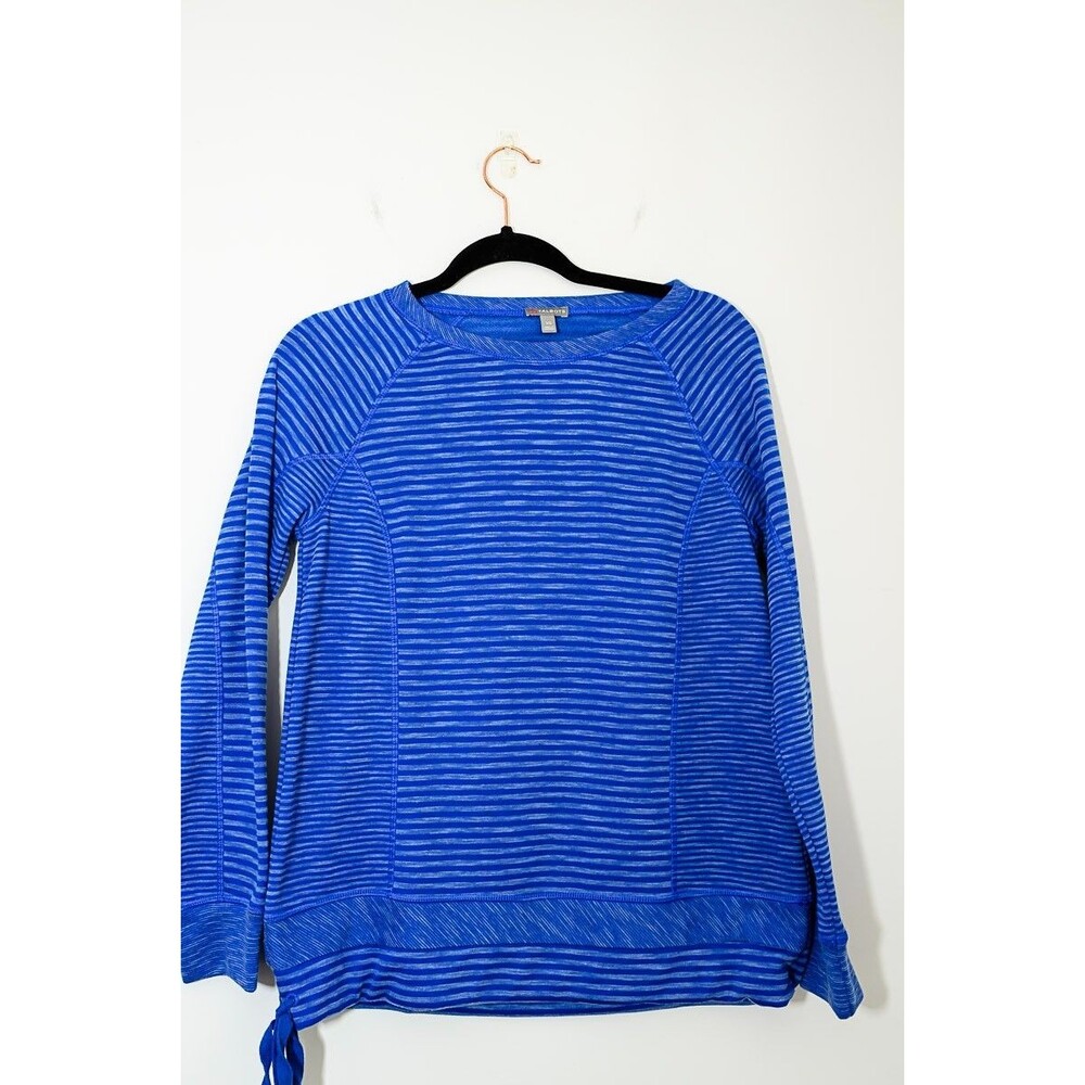 Talbots xs blue pullover sweatshirt athleisure hiking walking activewear striped